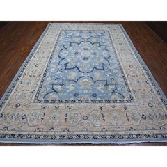 Tappeto Jeans Blue Heriz Flower Medallion Design 100% Lana annodato a mano 8'7 "x12'2"
