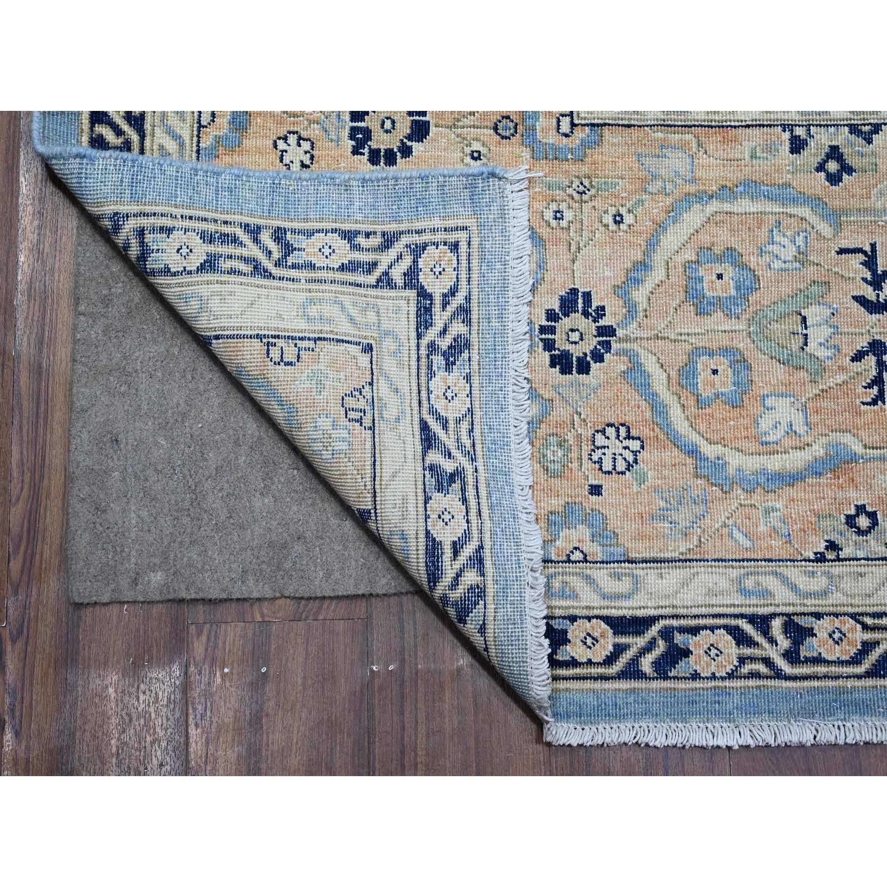 Afghan Jeans Blue Heriz Flower Medallion Design 100% Wool Hand Knotted Rug 8'7