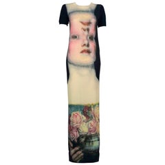 JEANS CHARLES de CASTELBAJAC Face Novelty Print Long Knit Dress