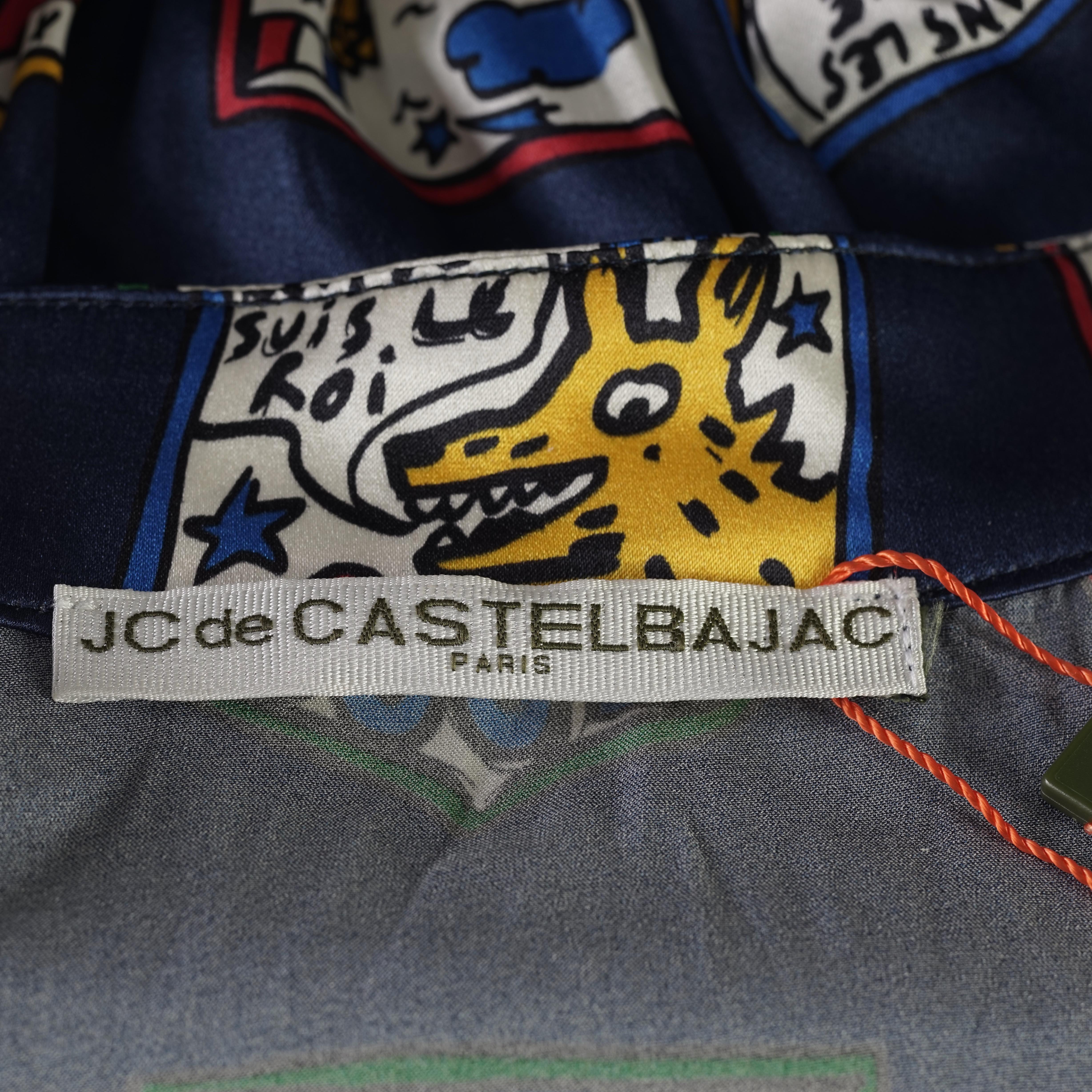 JEANS CHARLES de CASTELBAJAC Pop Art Post Cards Silk Shirt Blouse For Sale 2