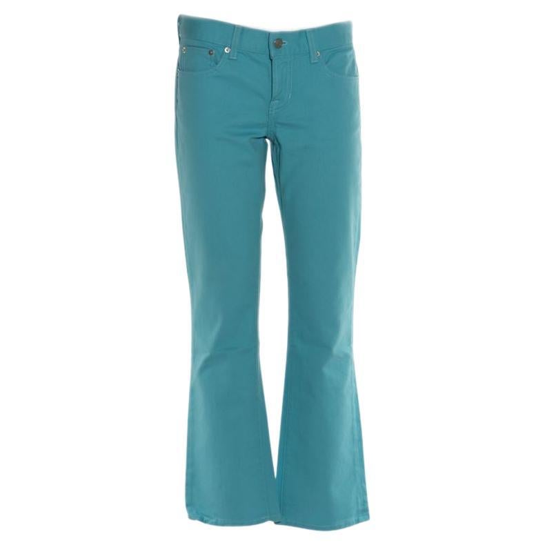 Ralph Lauren Turquoise Suede Capri Pants, Size 9 For Sale at 1stDibs