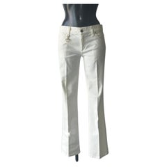 Vaqueros blancos Gucci Horsebit de denim elástico de la época de Tom Ford, de los años 2000