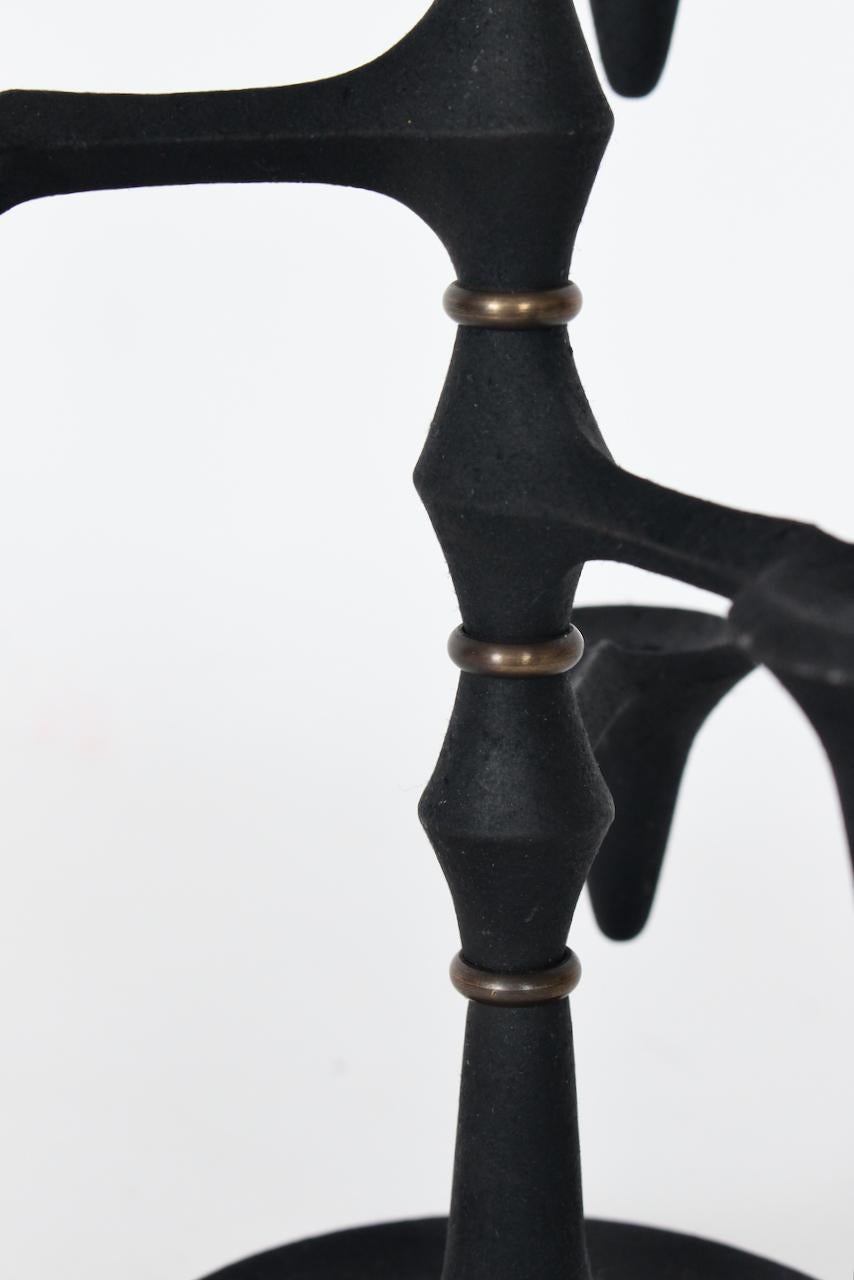 Jeans Quistgaard per Dansk Candelabro girevole in ferro nero e ottone, anni '60 in vendita 3