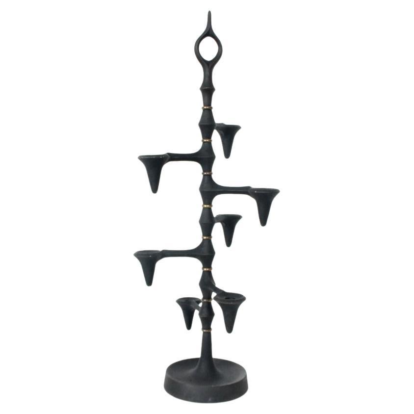 Jeans Quistgaard for Dansk Black Iron & Brass Swivel Candelabra, 1960s