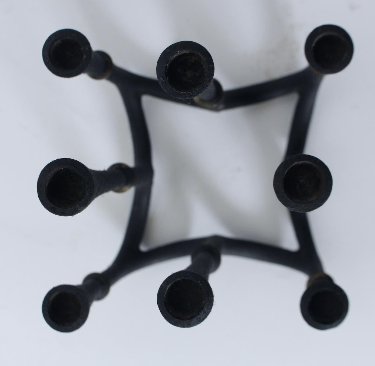 Jeans Quistgaard for Dansk Cast Iron & Brass Eight Candlestick Candelabra For Sale 4