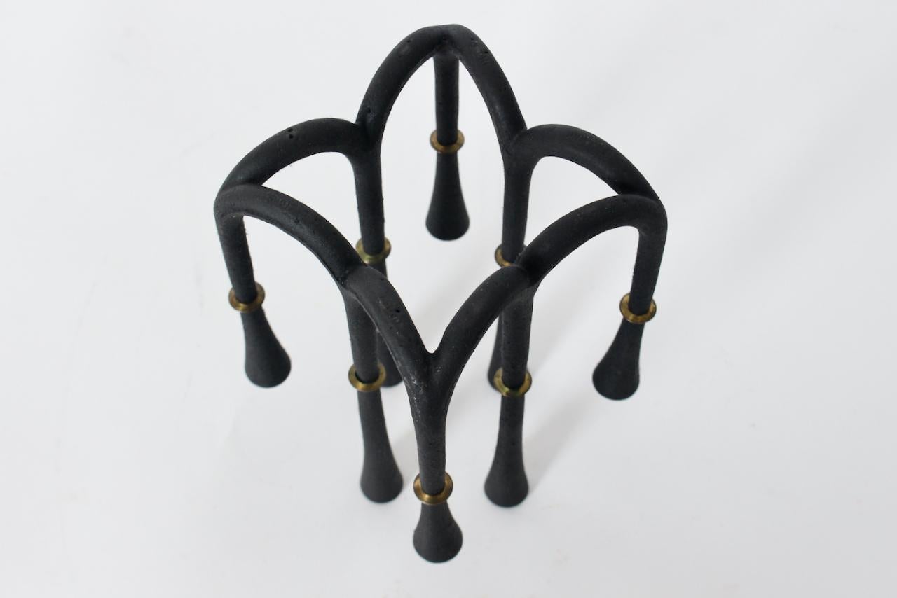 Jeans Quistgaard for Dansk Cast Iron & Brass Eight Candlestick Candelabra For Sale 6