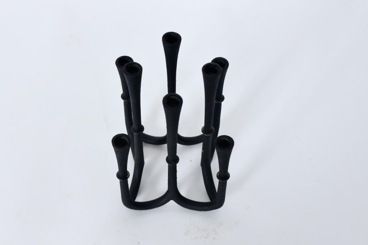 Jeans Quistgaard for Dansk Cast Iron & Brass Eight Candlestick Candelabra For Sale 1