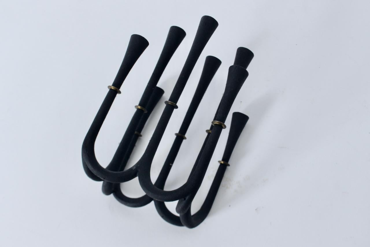Jeans Quistgaard for Dansk Cast Iron & Brass Eight Candlestick Candelabra For Sale 2