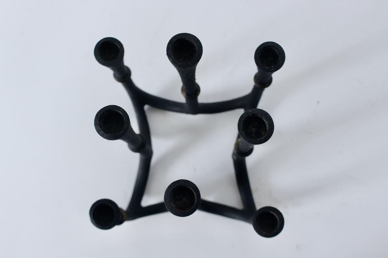 Jeans Quistgaard for Dansk Cast Iron & Brass Eight Candlestick Candelabra For Sale 3
