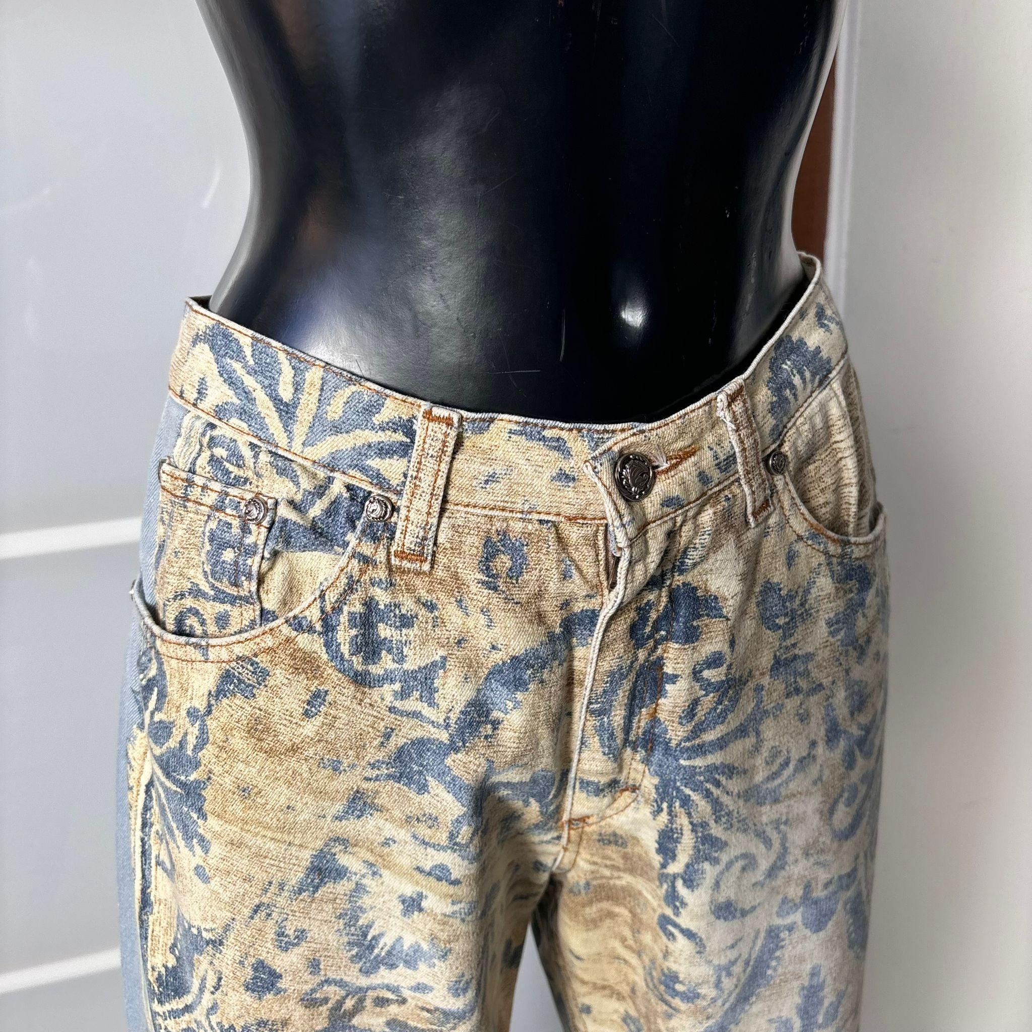 Vaqueros Roberto Cavalli estampados Baroque 90s Brown en venta