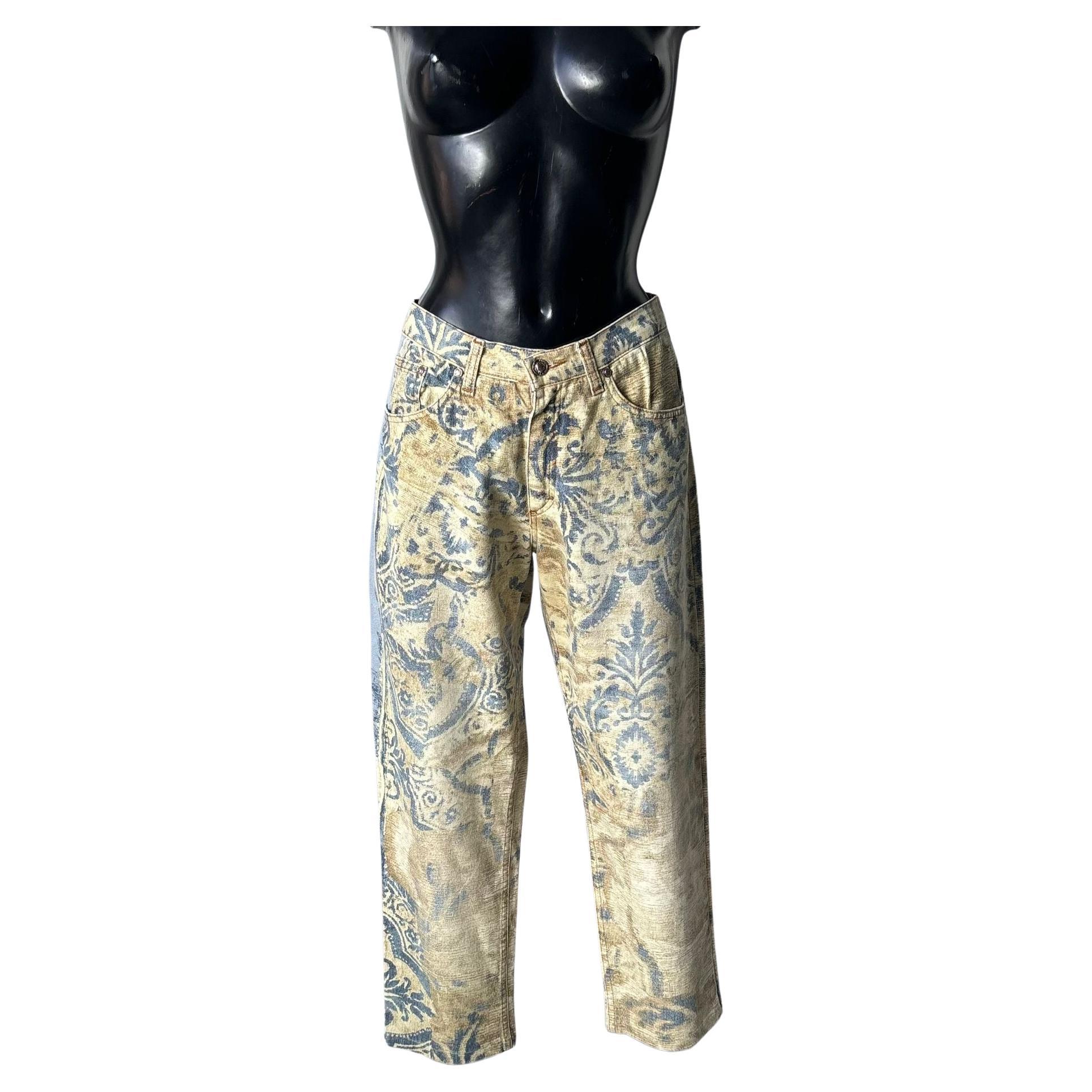 Roberto Cavalli 90s Baroque Printed Jeans
