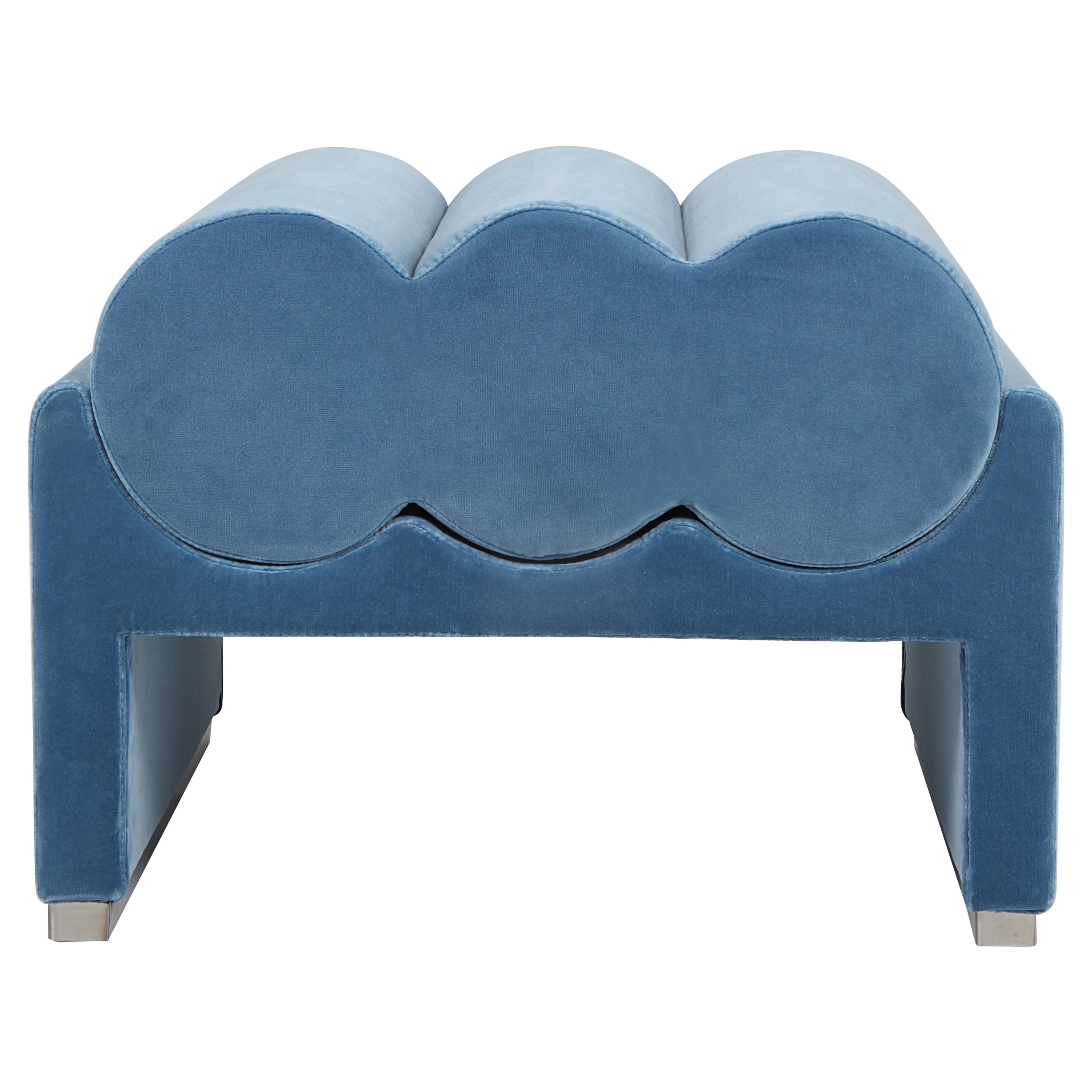 Jeans Velvet Kyl Short Pouf by Dalmoto For Sale