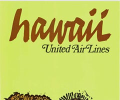 Original Hawaii, United Air Lines vintage travel poster  Hawaiiana