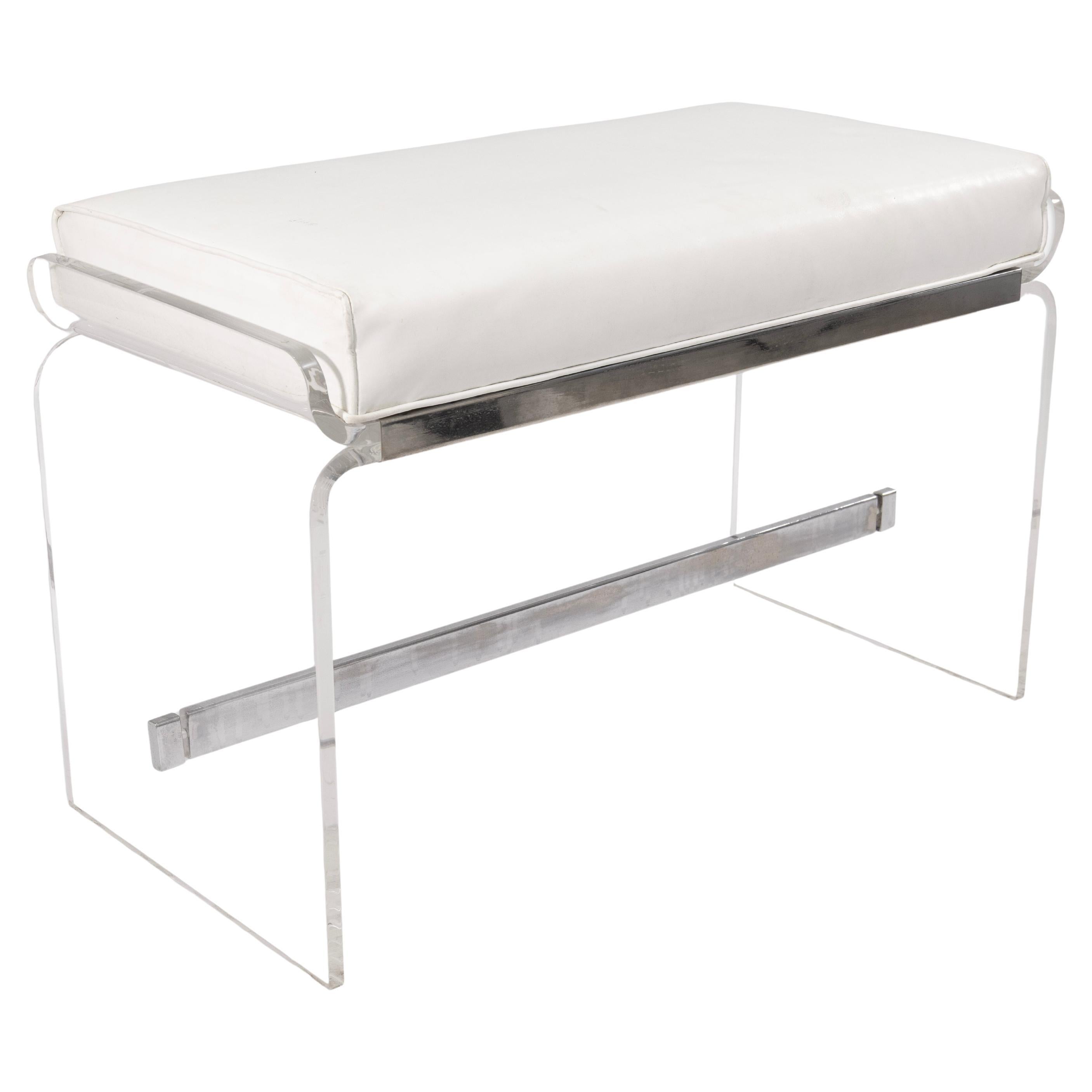 Jebejian Bros Lucite, Chrome And White Vinyl Hallway Bench 1970s