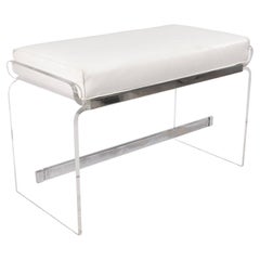 Jebejian Bros Lucite, Chrome And White Vinyl Hallway Bench 1970s