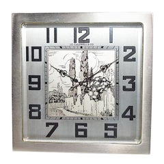 J.E.Caldwell & Co. Horloge de bureau Art Déco circa 1930 avec cadran gravé