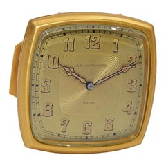 J.E.Caldwell & Co. Art Deco Gilt Brass 8 Day Manual Winding Desk Clock 1920s
