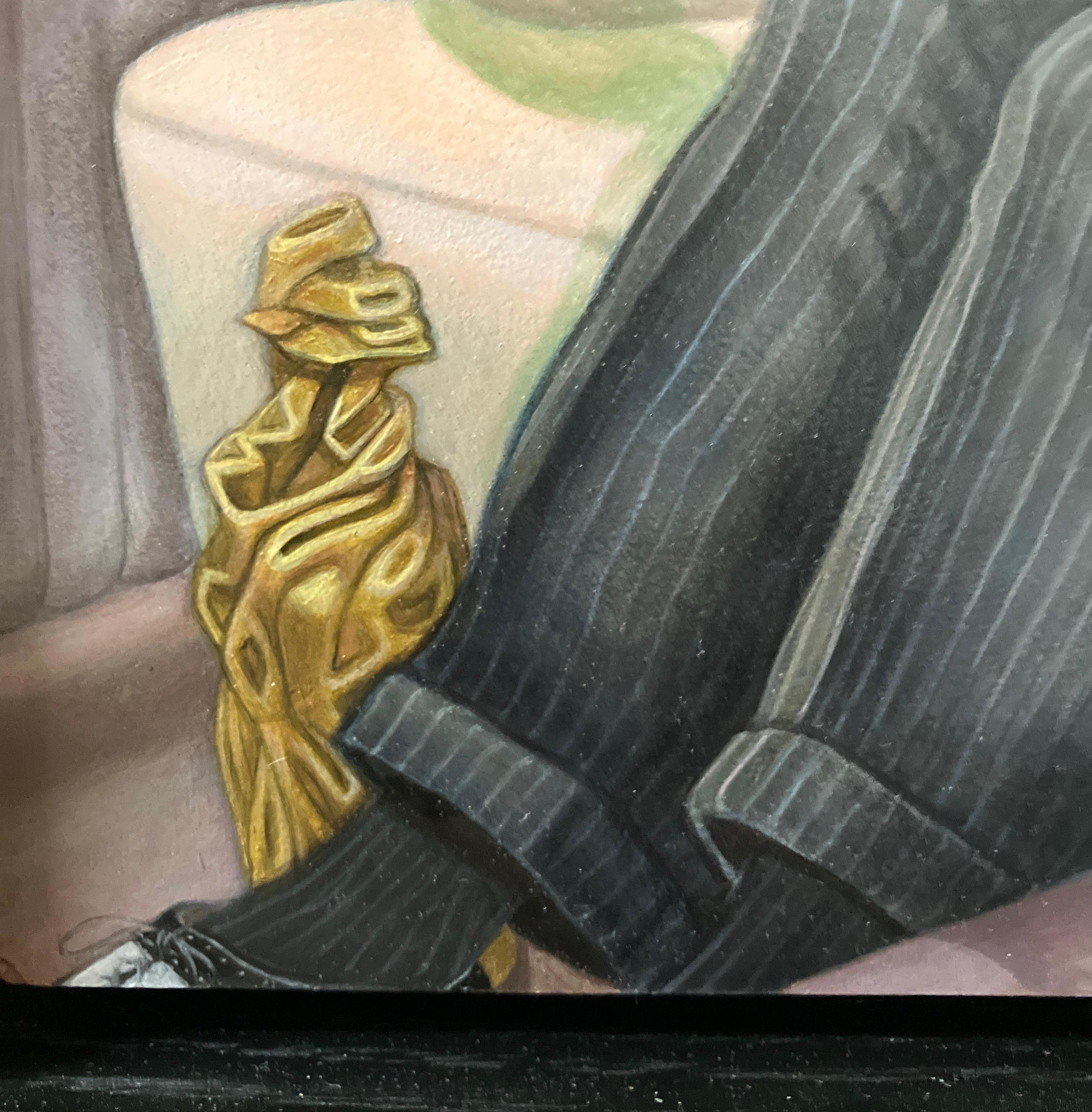 Figurative Painting, Oil on Wood, Framed, 
