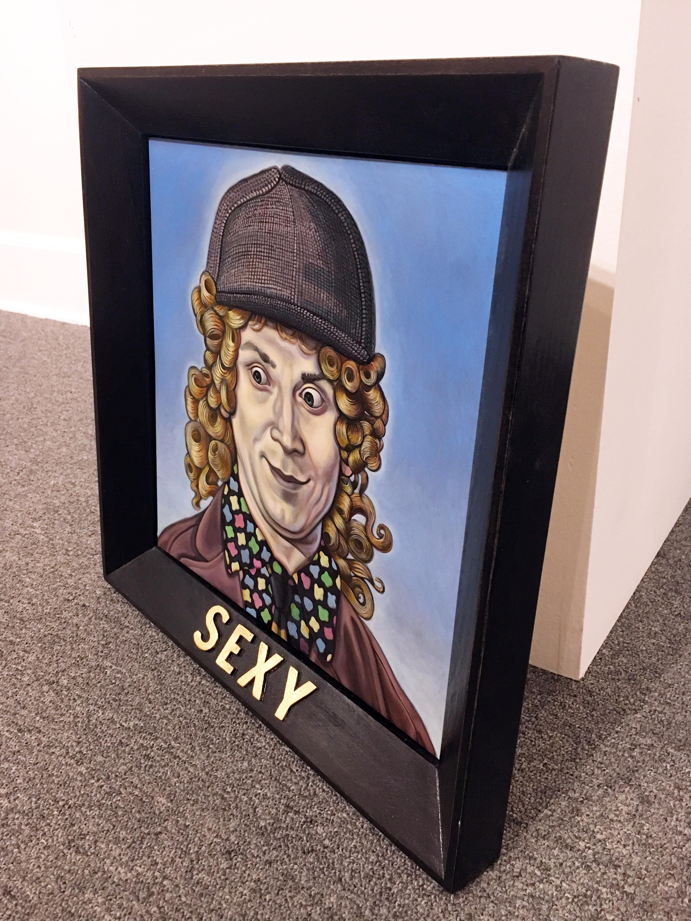 Sexy, Jed Jackson, 2011, Portrait Oil Painting on Copper Plate, Framed For Sale 1