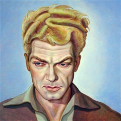 "El hombre más bello", Pintura al óleo contemporánea sobre cobre, Retrato