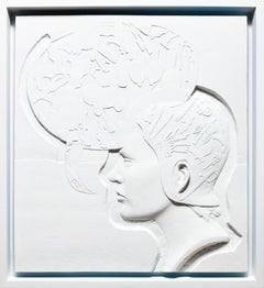 « Expression directe », sculpture en plâtre, figure humaine altérée, portrait
