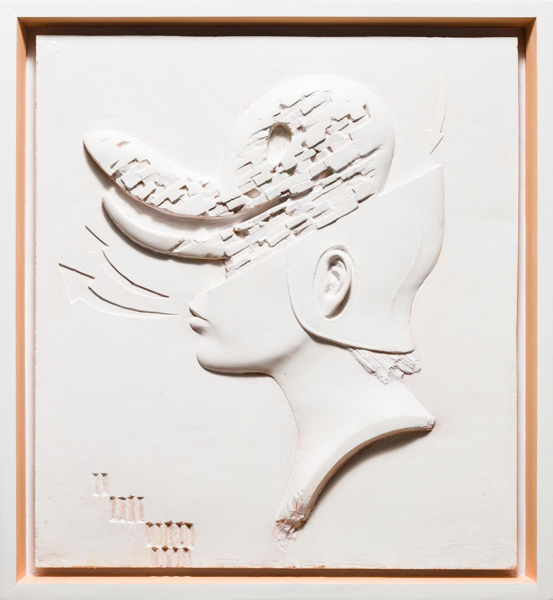 Viajero Frecuente ", Escultura de escayola reforzada, Figura humana alterada, Retrato - Mixed Media Art de Jedediah Morfit