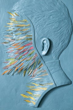 « L'histoire est sous nos yeux » Bleu:: sculpture figurative:: profil:: portrait