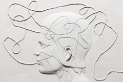 "Interface Blue", Reinforced Plaster Sculpture, Altered Human Figure, Portrait