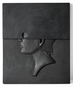 "Not Looking Back", Figurative Sculpture, Portrait, Profile, Black