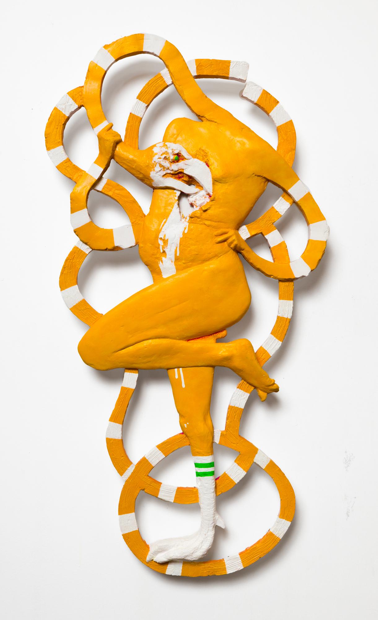 Escultura colgante de pared "Vasija traumática de un pie" Figura humana con buitre