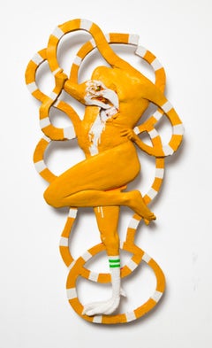 "One Footed Trauma Vessel" Human Figure with Vulture Wall-Hanging Sculpture