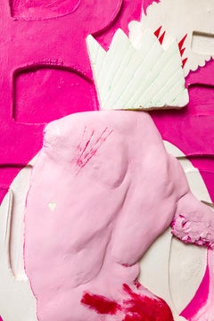 "The Artist Is Present" Pink Wall-Hanging Plaster Sculpture with 'BEHOLD' text