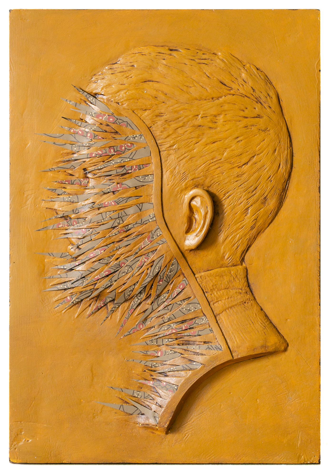 Jedediah Morfit Figurative Sculpture – „Thorns Are Too Obvious“, Figurative Skulptur, Profil, Porträt, Gips