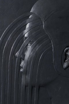 "Throughline" Black bas-relief wall hanging sculpture featuring male profile