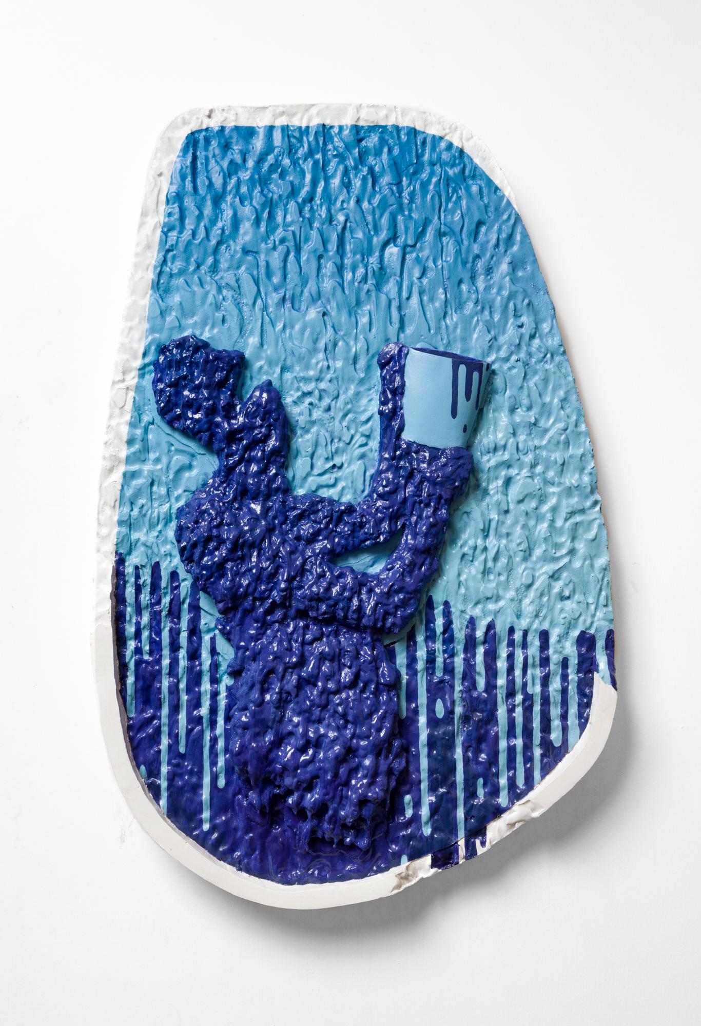 "Cubos diminutos" Azul degradado con textura Figura acrílica sobre yeso colgada en la pared