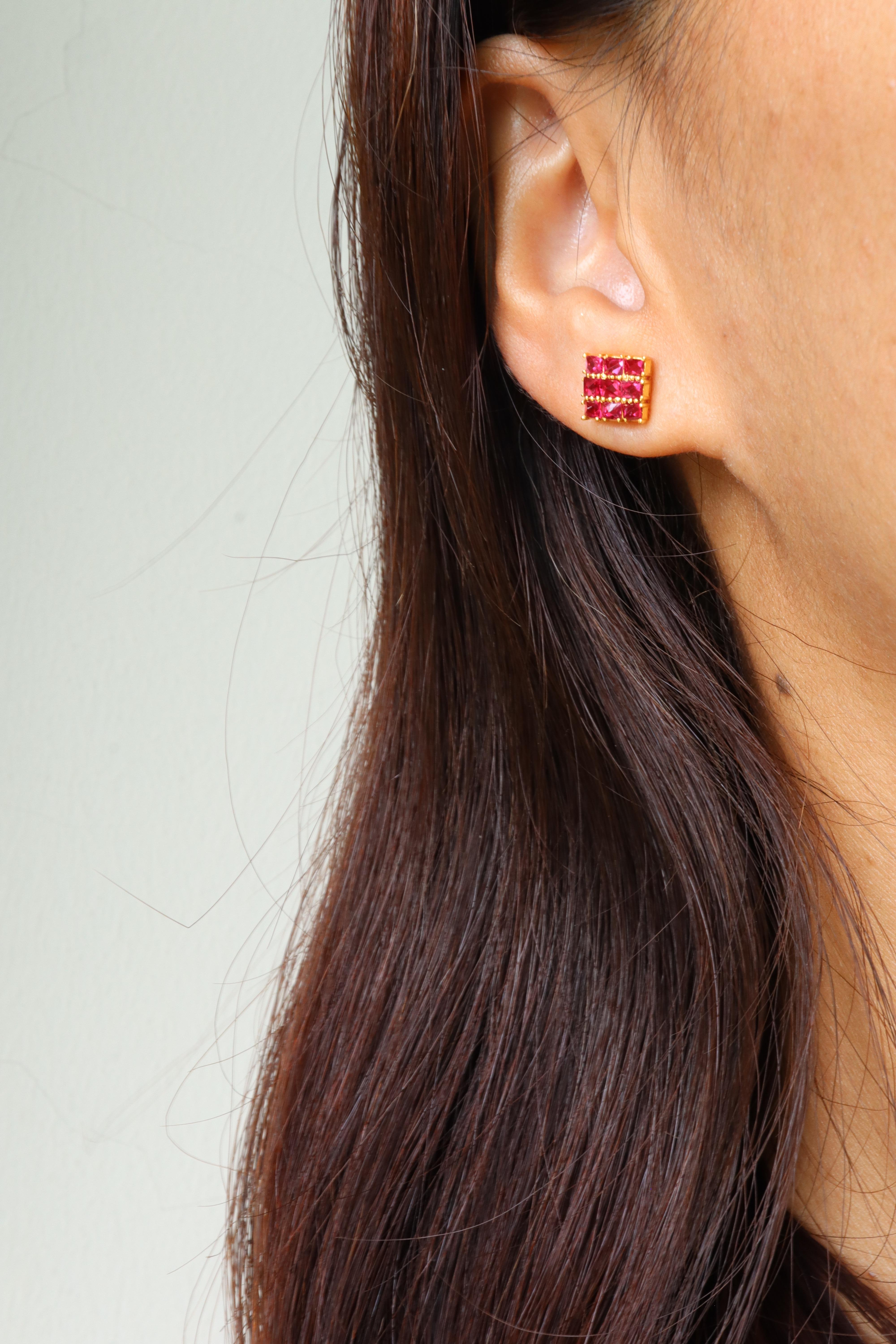 Jedi Angel Cut Spinell Ohrring in 18k massivem Gold (Art déco) im Angebot