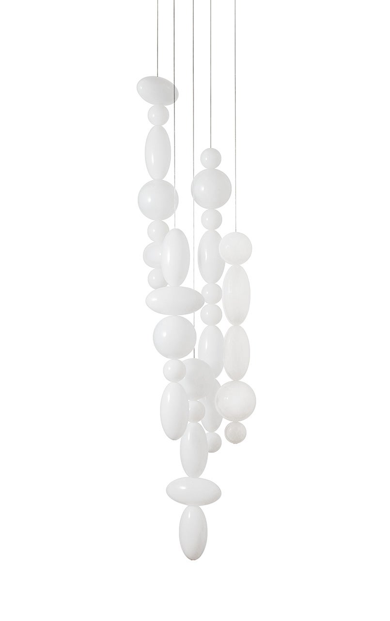 Jedy Mouth-Blown Glass Pendant Light in Glossy White - 5 Lights