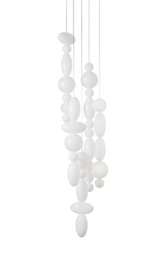 Jedy Mouth-Blown Glass Pendant Light in Glossy White - 5 Lights