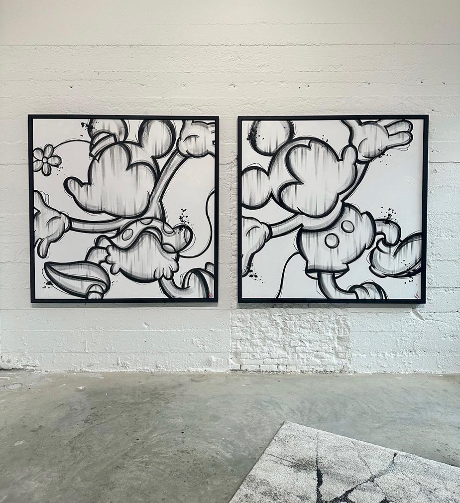 JEEJ
Chasing Childhood (Diptych), 2023
Signed by artist
Mixed media on linen canvas, framed
59 x 59 inches each canvas
Available individually or as a set
This piece is unique. 
This piece is currently on display at Art Angels Los Angeles. 