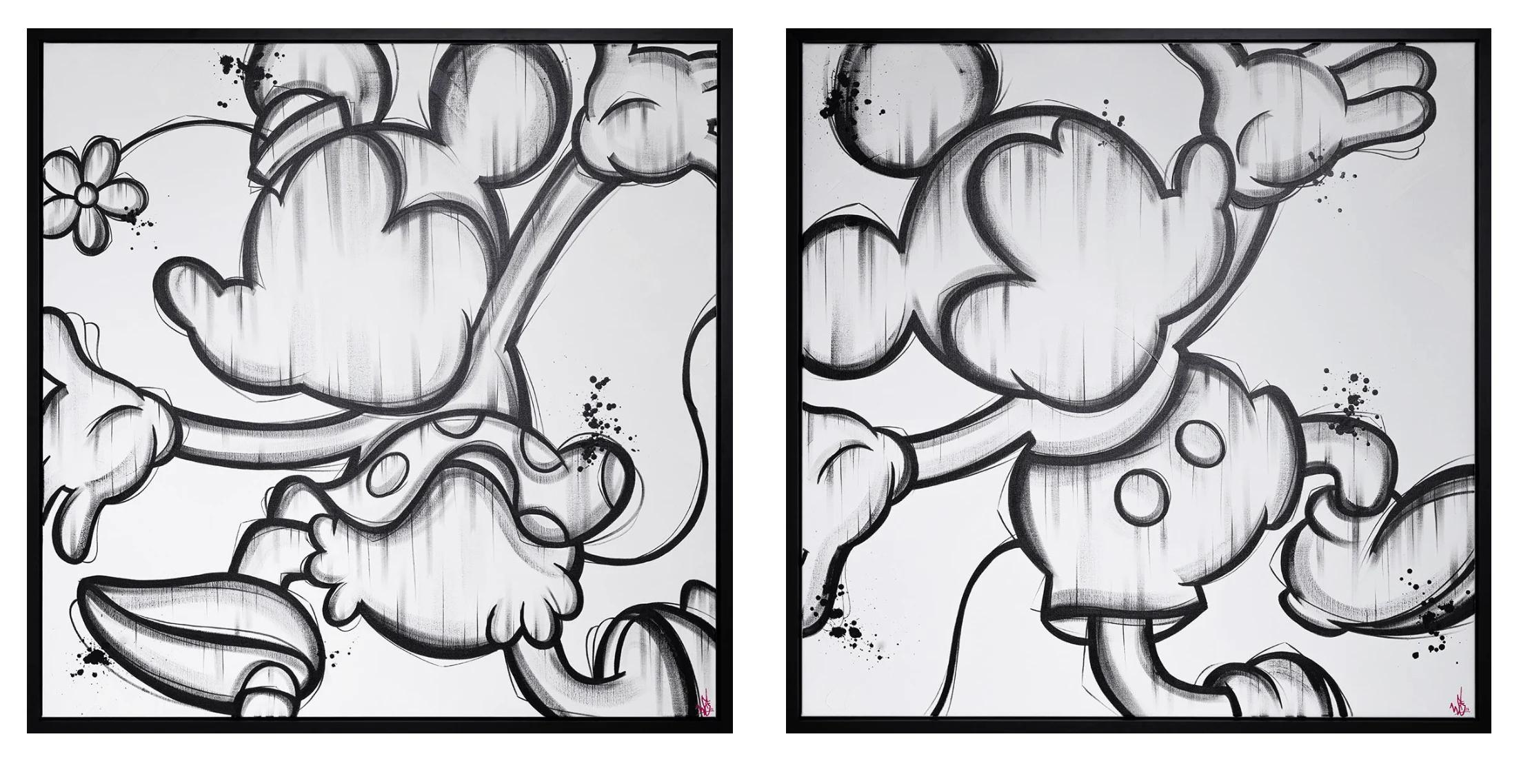 Chasing Childhood (Diptych) - Painting by Jeej