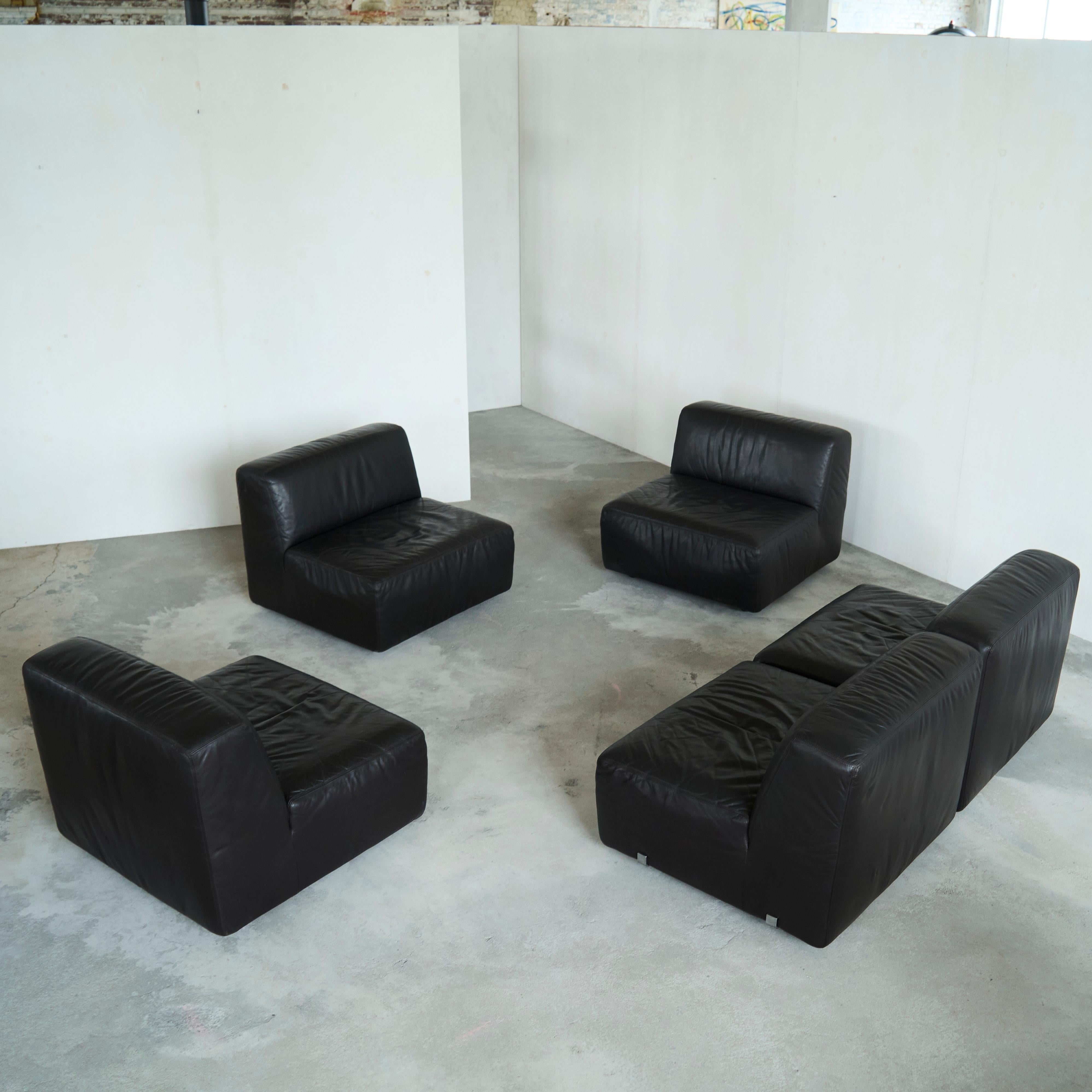 Ensemble canapé sectionnel en cuir par Durlet Belgique années 1970 en vente 5