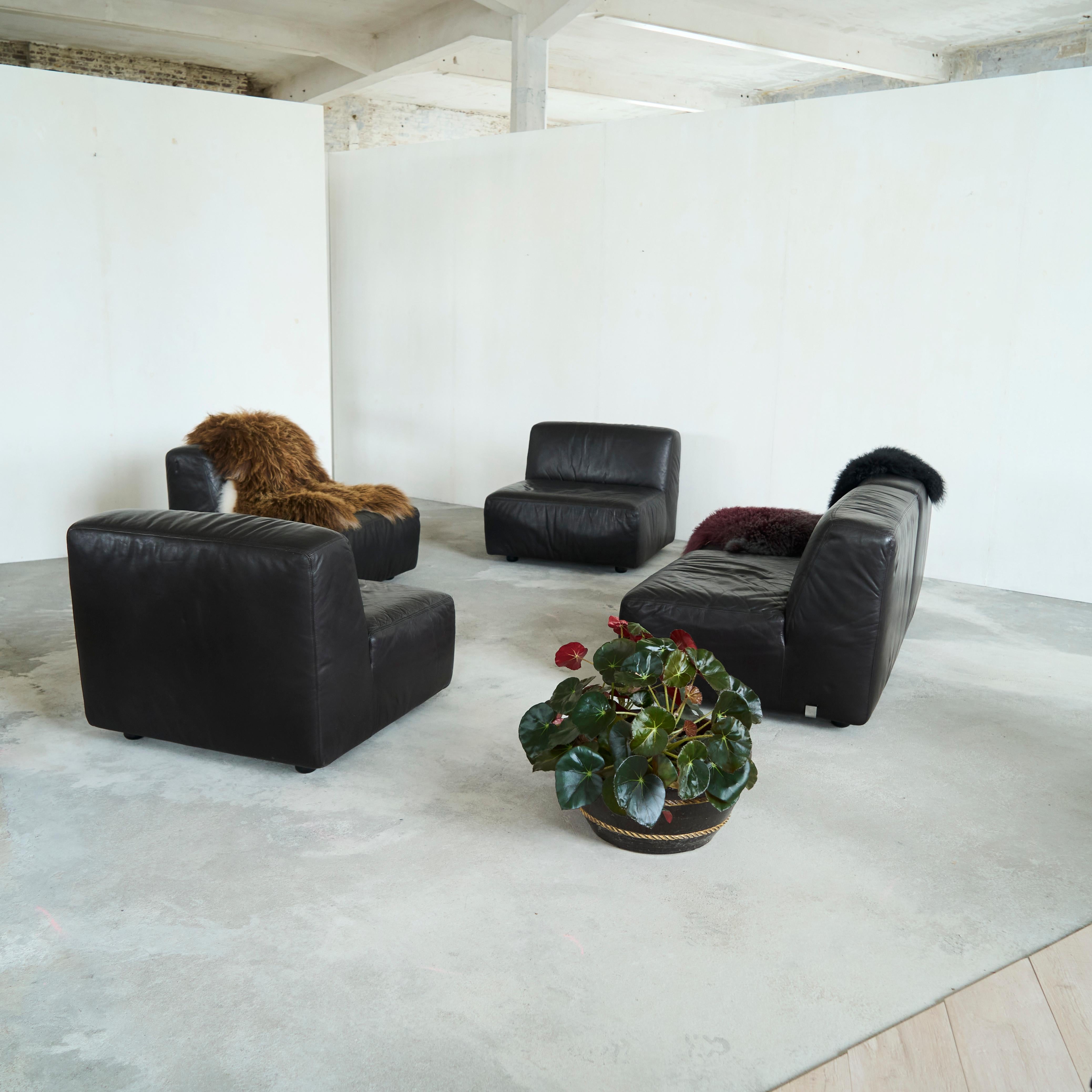 Ensemble canapé sectionnel en cuir par Durlet Belgique années 1970 en vente 8