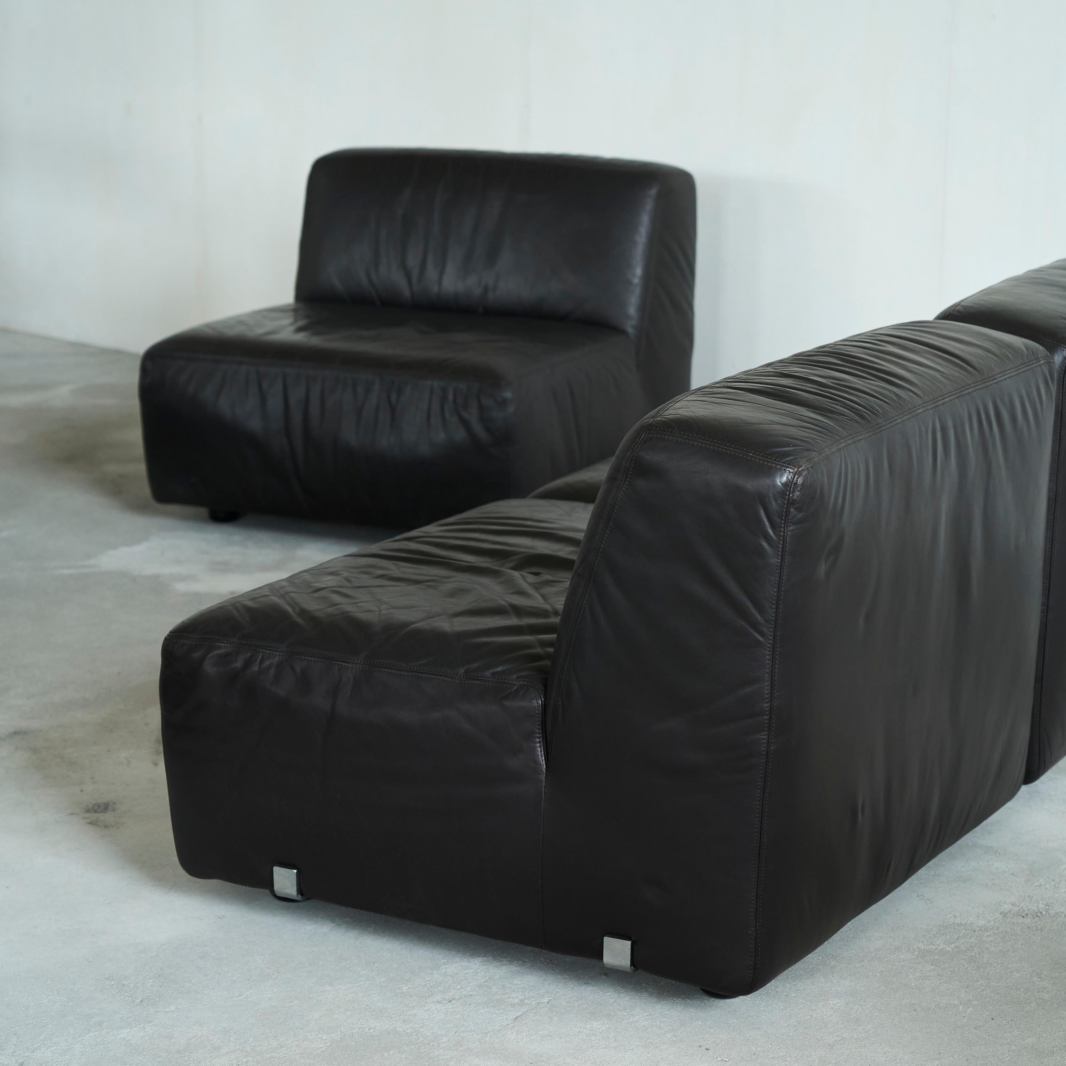 Mid-Century Modern Ensemble canapé sectionnel en cuir par Durlet Belgique années 1970 en vente