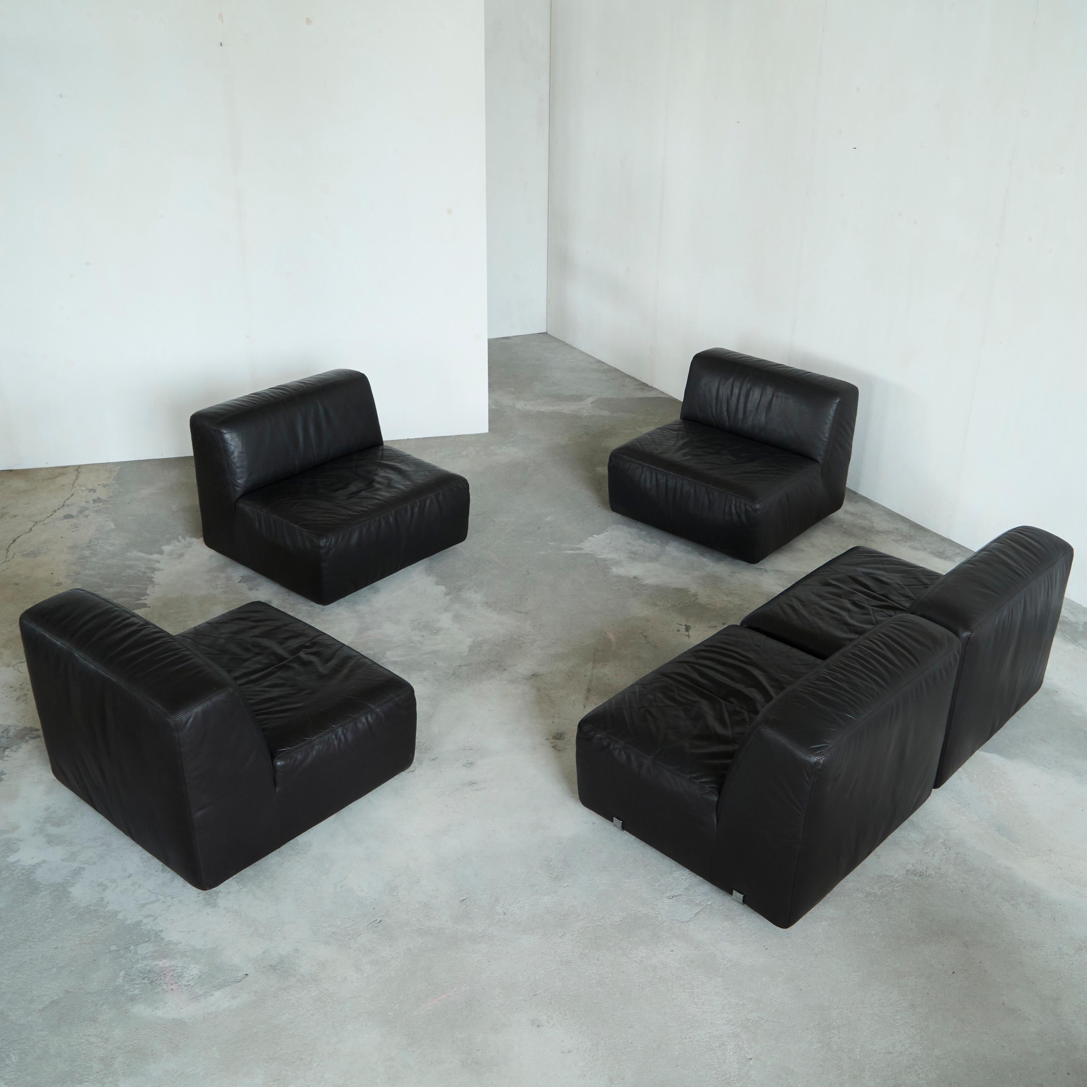 Belge Ensemble canapé sectionnel en cuir par Durlet Belgique années 1970 en vente