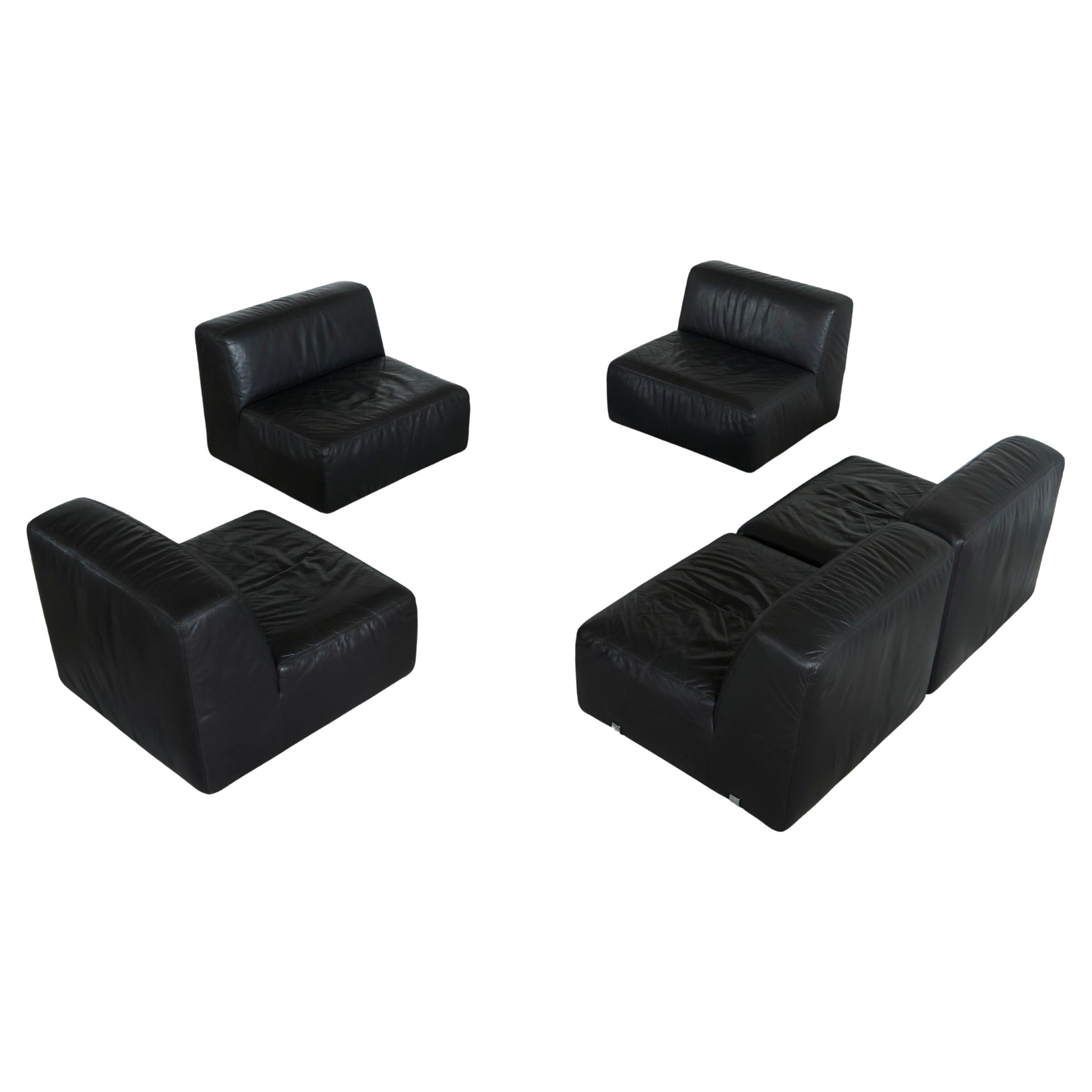 Sectional Sofa Set in Leather by Durlet Belgium 1970s