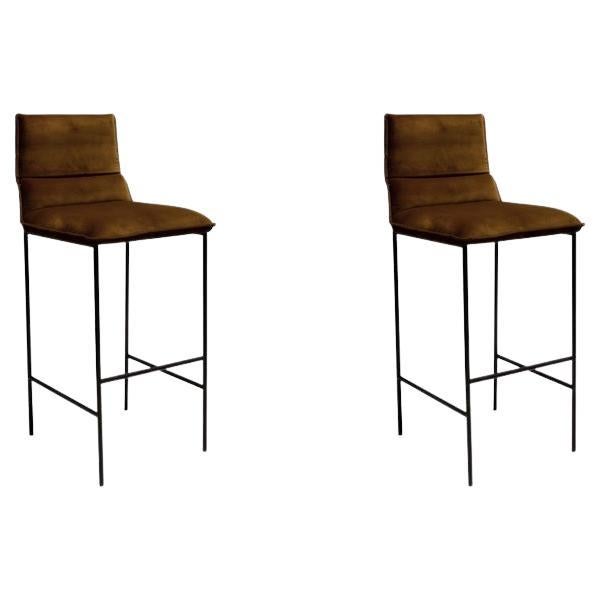 Jeeves - 21st Century Designed by Collector Studio Bar Chair Fabric, Set of 2 For Sale