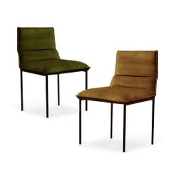 Contemporary Modern Jeeves Chair in Brown Fabric and Metal by Collector Studio