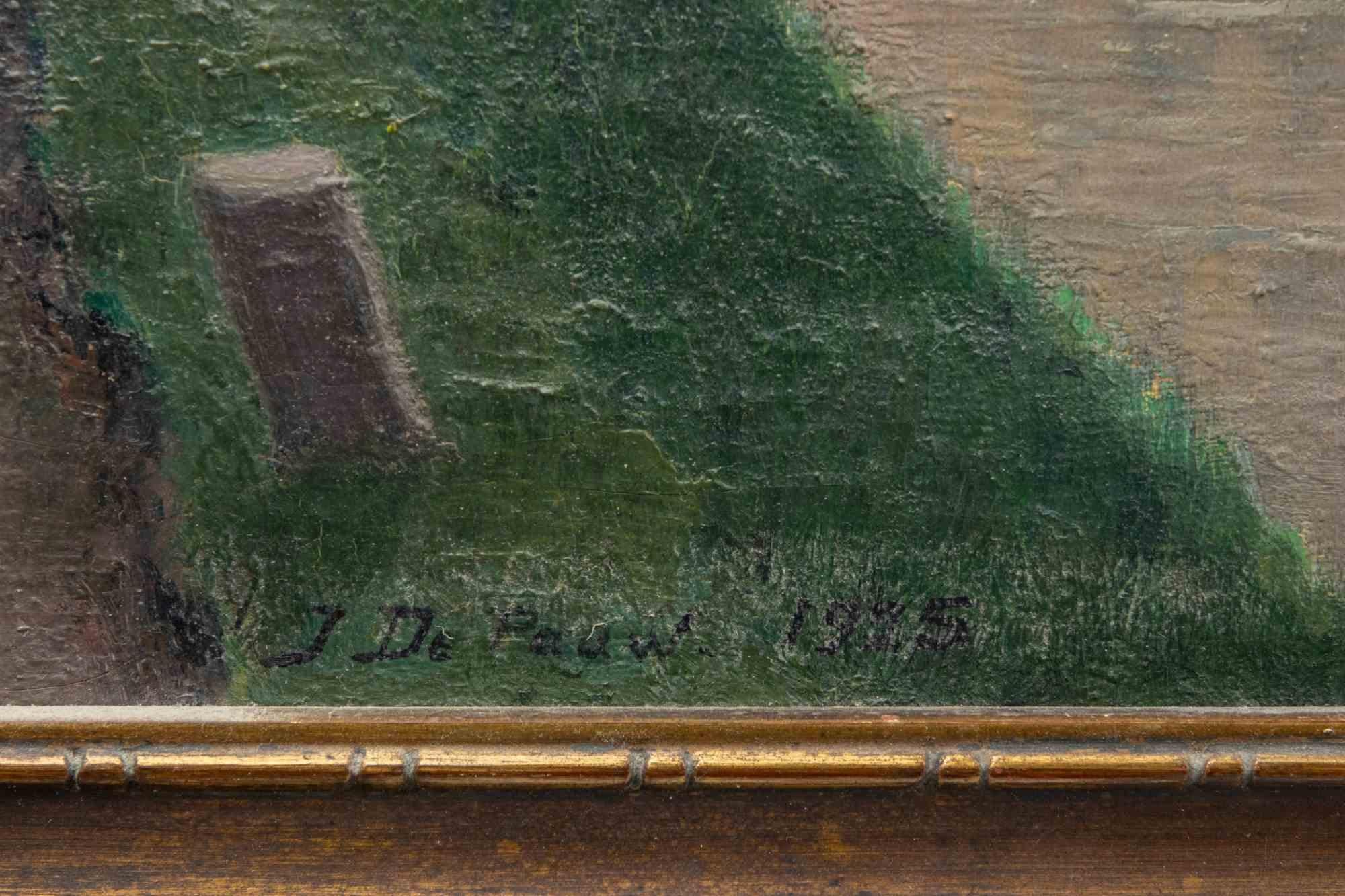 De Boottrekker - Paint by Jef De Pauw - 1925 - Modern Painting by Jef de Pauw