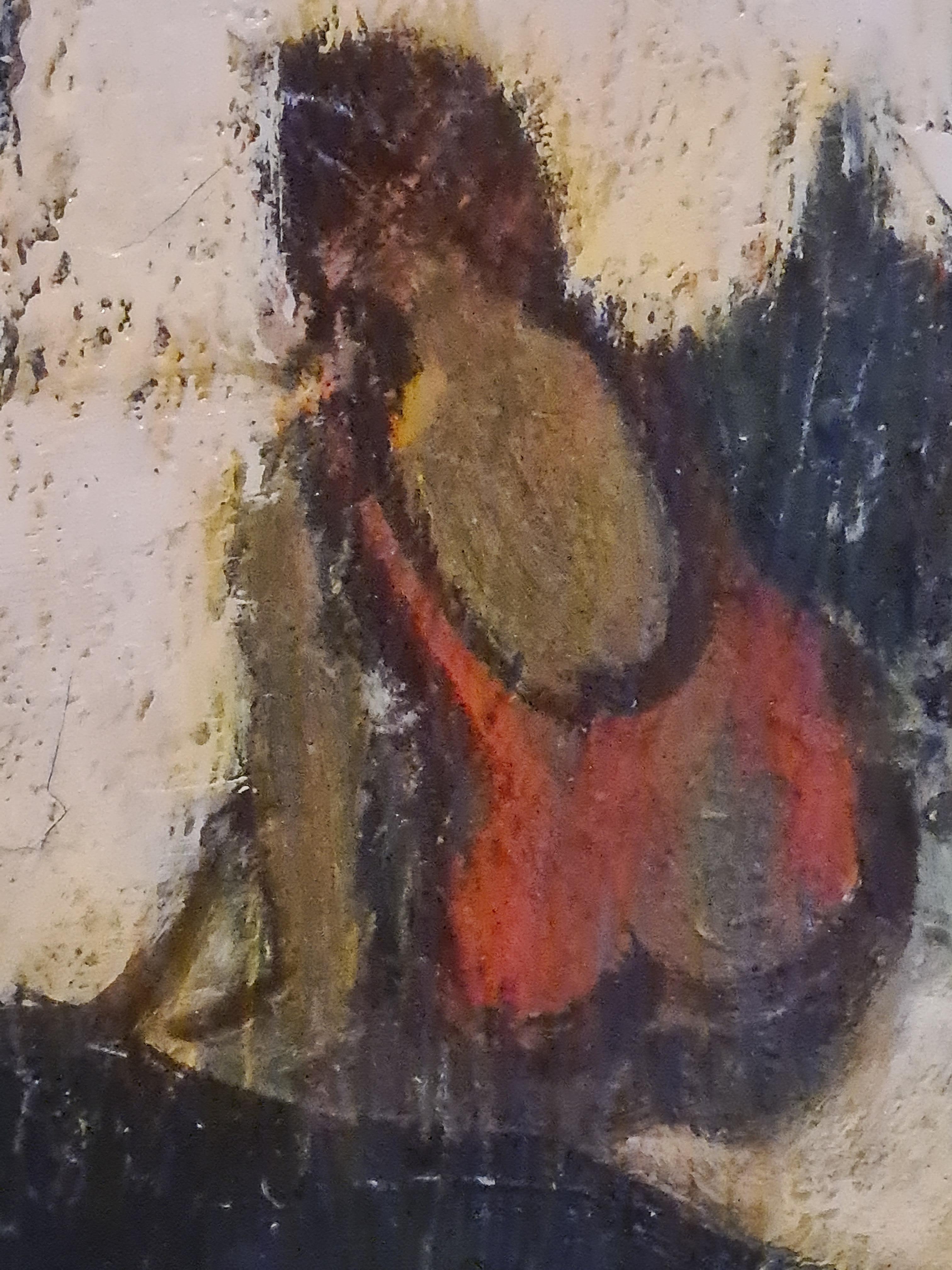 Femmes sur la plage, huile sur toile expressionniste française - Scène de plage 1