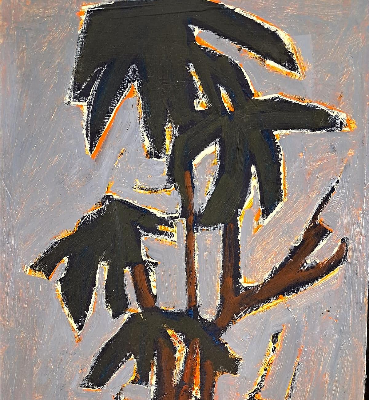Planta en una maceta - Pintura cubista modernista francesa de bodegón de mediados del siglo XX - Painting Moderno de Jef Friboulet